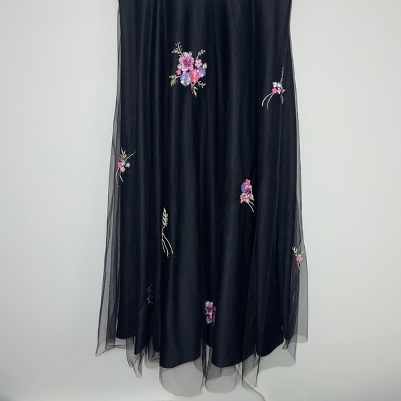 Sue Wong Dress Women's Size Medium Black Vintage Embroidered Floral Mesh Bustier - Picture 4 of 9